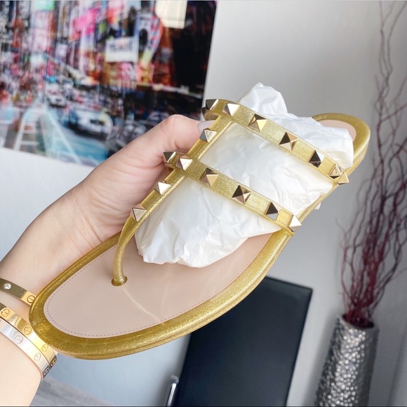 COPY - NWT Valentino Rockstud Gold Jelly Slides - Picture 7 of 16